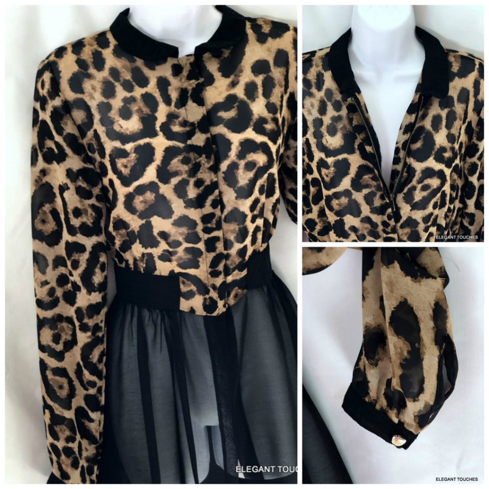 Le Ciel Bleu Sheer ANIMAL PRINT Hi-Lo TUNIC Top